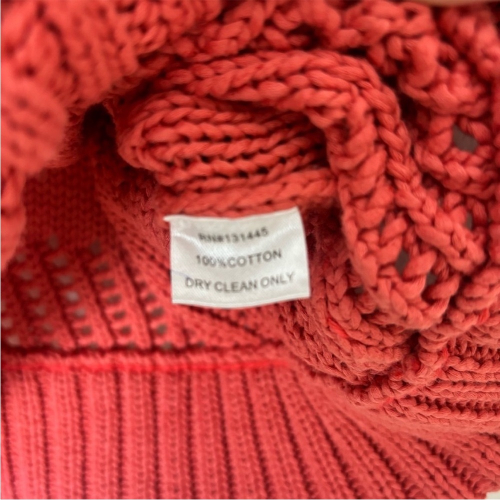 WHIT Red ❤️ Cotton Summer Short Sleeve Sweater with Open Knit Design. Cute! ❤️ - Picture 7 of 8